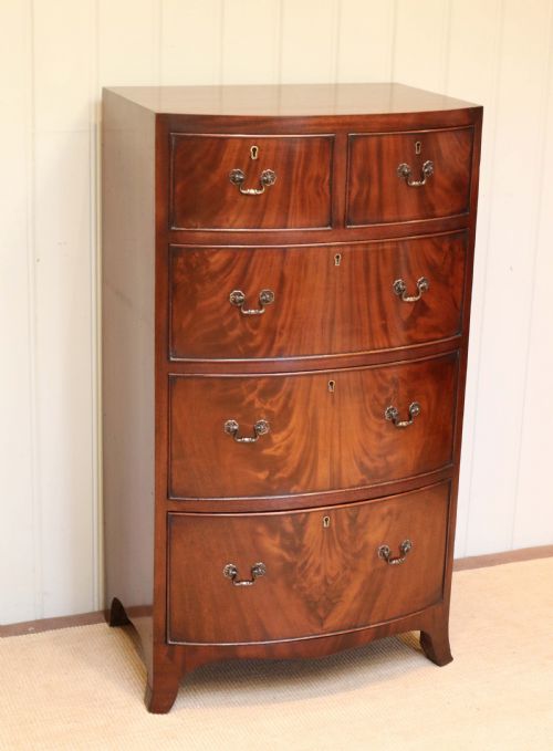 Tall Mahogany Bow Front Chest of Drawers