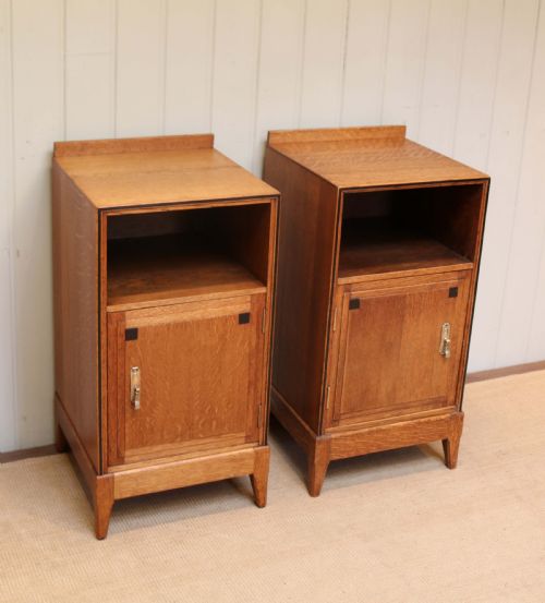 Pair of Oak Art Deco Bedside Cabinets