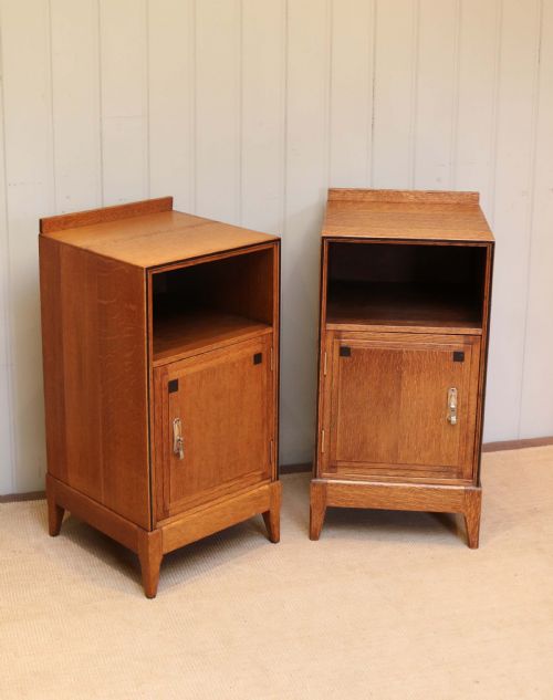 fig 1. Pair Of Oak Art Deco Bedside Cabinets