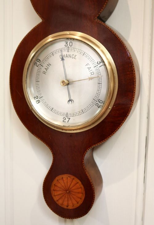 fig 1. Edwardian Sheraton Style Mahogany and Inlay Aneroid Barometer