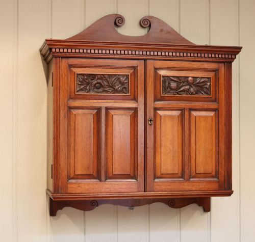Edwardian Walnut Two Door Wall Cabinet