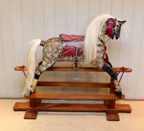 1930s Dapple Wooden Rocking Horse