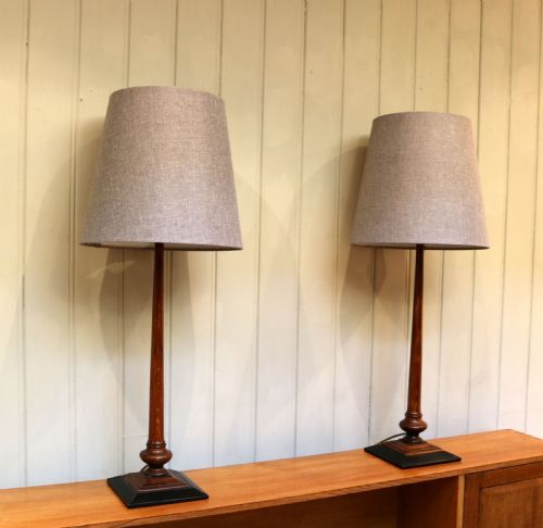 fig 1. Pair Of Oak Art Deco Lamp Bases
