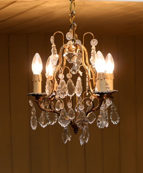 FRENCH FOUR BRANCH GILT CHANDELIER - ADDITIONAL PHOTO 1