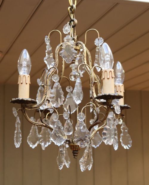 FRENCH FOUR BRANCH GILT CHANDELIER - ADDITIONAL PHOTO 2