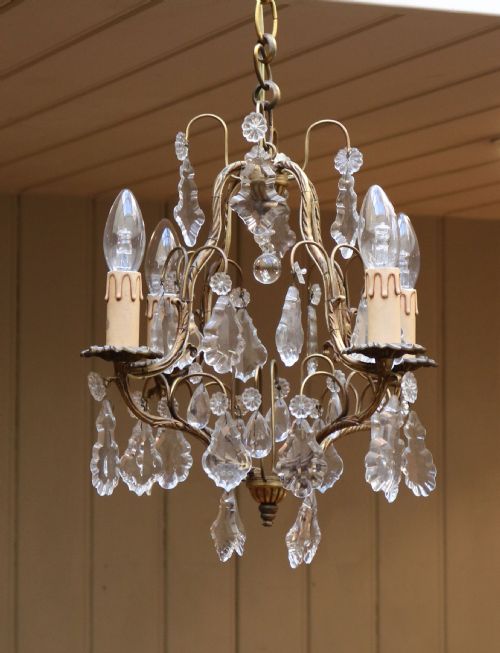 FRENCH FOUR BRANCH GILT CHANDELIER - ADDITIONAL PHOTO 3