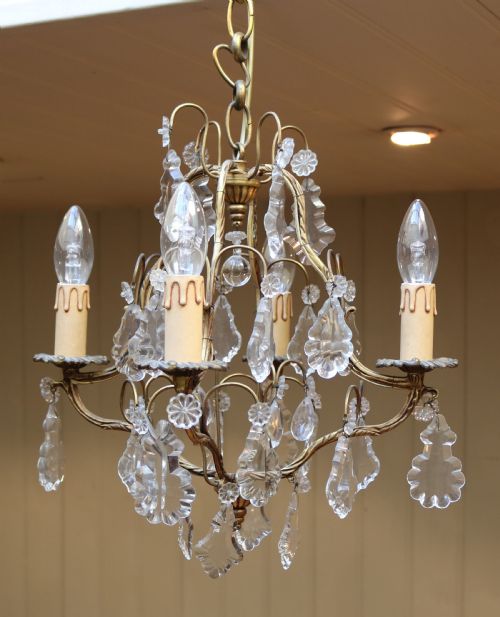 FRENCH FOUR BRANCH GILT CHANDELIER - ADDITIONAL PHOTO 4