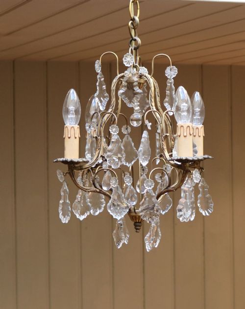 FRENCH FOUR BRANCH GILT CHANDELIER - ADDITIONAL PHOTO 5