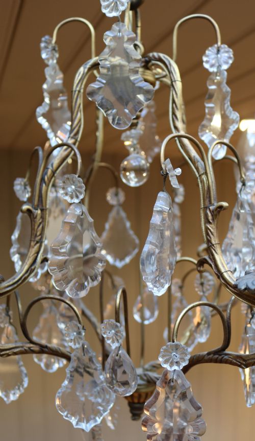 FRENCH FOUR BRANCH GILT CHANDELIER - ADDITIONAL PHOTO 6