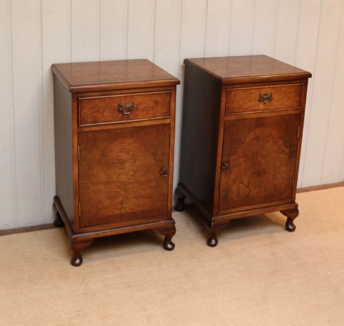 Pair of Burr Walnut Bedside Cabinets