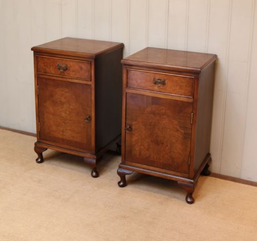 fig 1. Pair Of Burr Walnut Bedside Cabinets