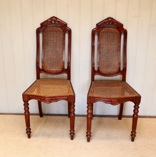 Pair of Late 19th Century Mahogany Cane Seat Chairs