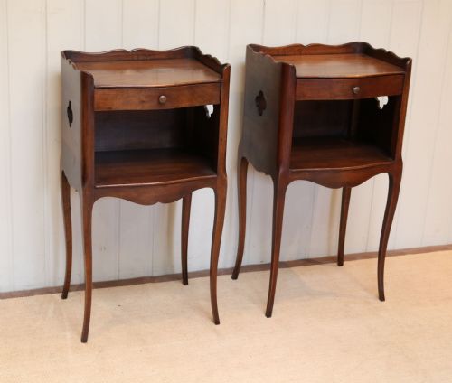 fig 1. Pair Of French Cherry Wood Bedside Cabinets