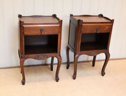 fig 1. Pair Of Oak Bedside Cabinets