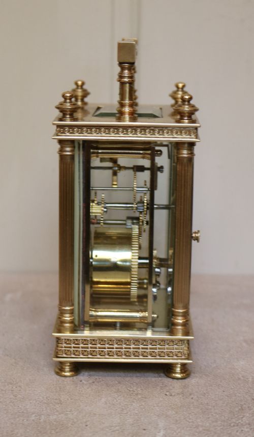 EDWARDIAN BRASS CARRIAGE CLOCK FRANCE C 1905 - ADDITIONAL PHOTO 3