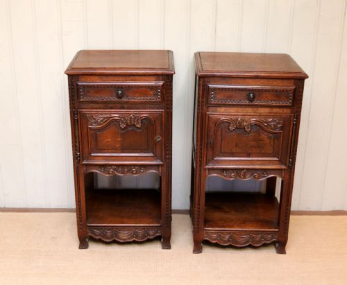 fig 1. Late 19th Century Pair Of French Oak Bedside Cabinets