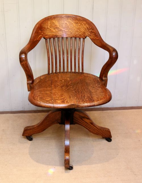 fig 1. Solid Oak Revolving Office Chair