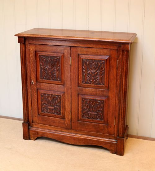 Unusual Carved Oak Filing Cabinet