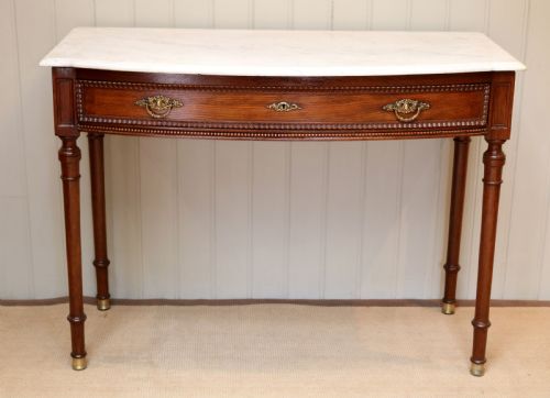 fig 1. French Oak Marble Top Bow Front Table