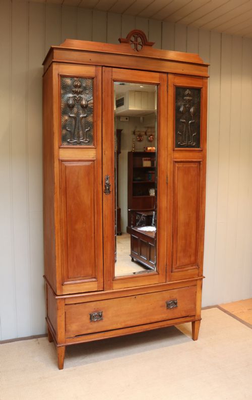 Satin Walnut Art Nouveau Wardrobe