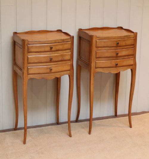 Pair of French Cherry Wood Bedside Cabinets