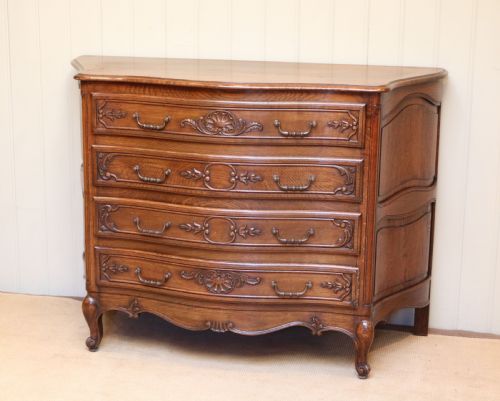 French Solid Oak Serpentine Front Chest of Drawers