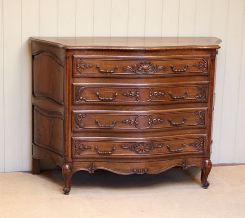 fig 1. French Solid Oak Serpentine Front Chest of Drawers