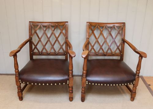 Pair of French Beech Show-wood Armchairs
