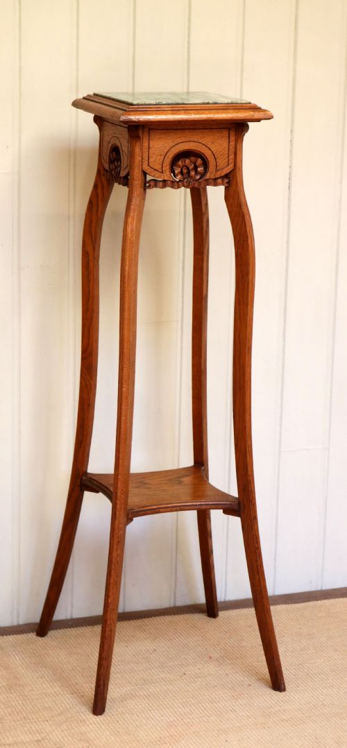 fig 1. French Oak Marble Top Plant Stand