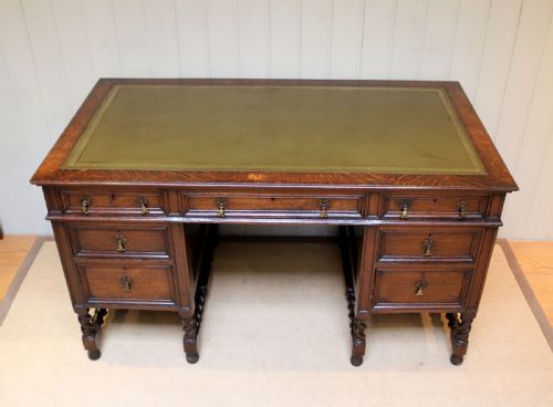 fig 1. Large Oak Pedestal Desk