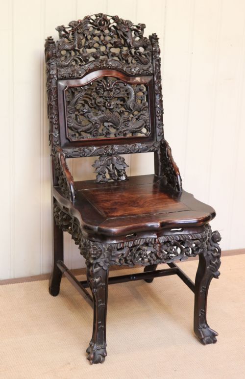 fig 1. Intricately Carved Chinese Hardwood Chair