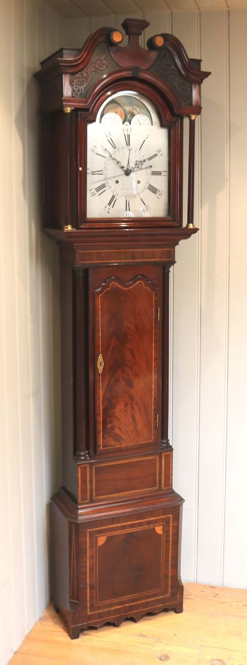 Mahogany and Inlay Centre Seconds Longcase Clock (England, C. 1790 to C. 1800)