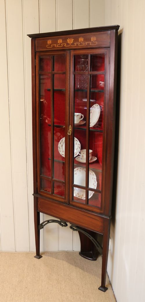 fig 1. Art Nouveau Inlaid Mahogany Corner Cabinet