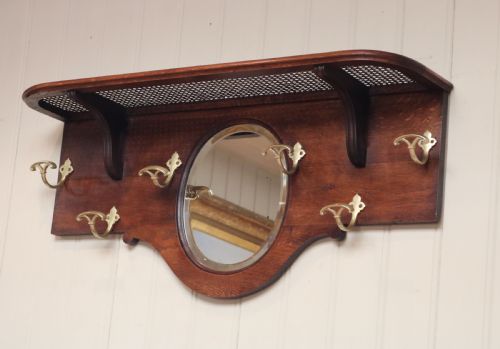 French Oak Mirrored Hall Shelf