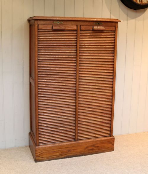 French Oak Doubletambour Front Filing Cabinet