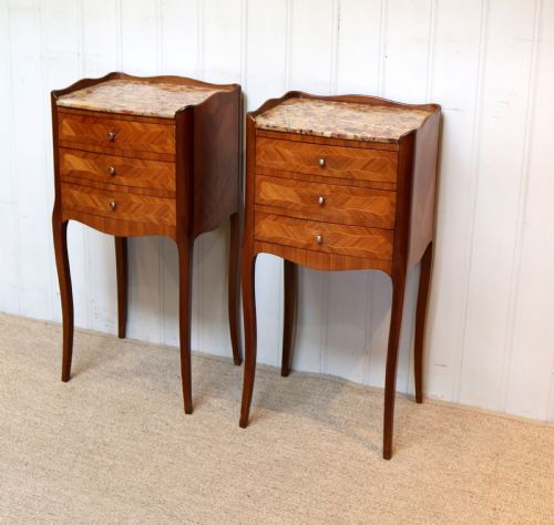 Pair of French Tulipwood Bedside Cabinets