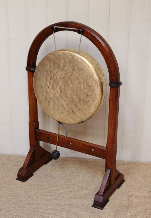Edwardian Oak Framed Floor Standing Gong