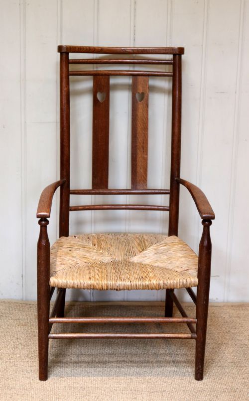 Arts and Crafts Oak Rush Seat Chair
