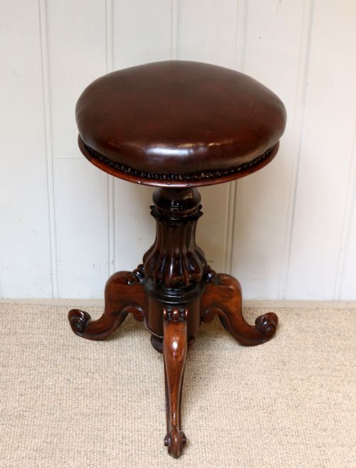 fig 1. Early Victorian Solid Rosewood Adjustable Piano Stool