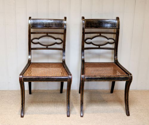 Pair of Painted Regency Cane Seat Chairs