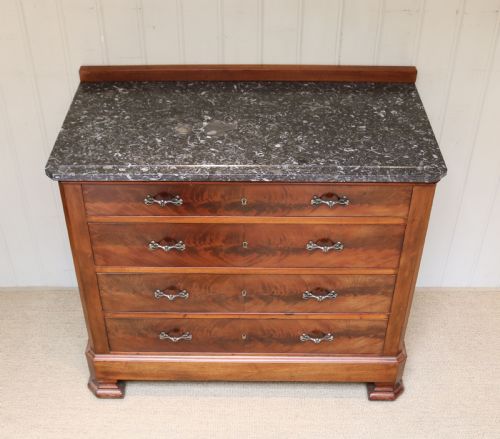 fig 1. Late 19th Century Mahogany Granite Top Chest Of Drawers