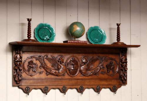 fig 1. Substantial Carved Oak Wall Shelf