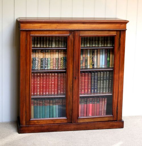 Walnut Two Door Glazed Bookcase