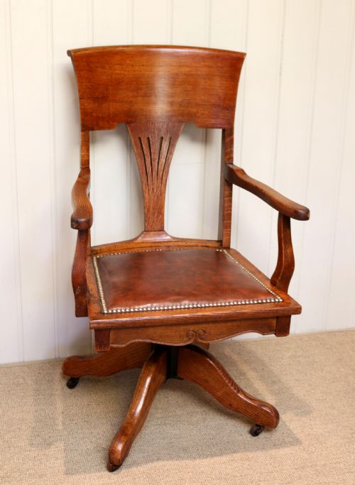 Edwardian Revolving Oak Office Chair