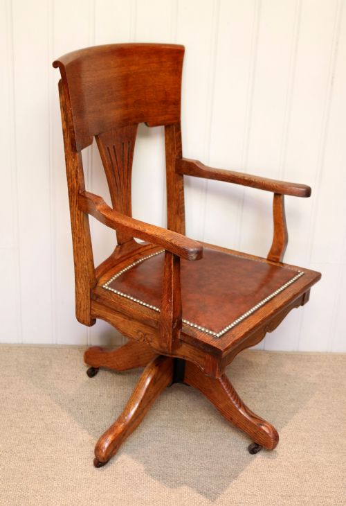 fig 1. Edwardian Revolving Oak Office Chair