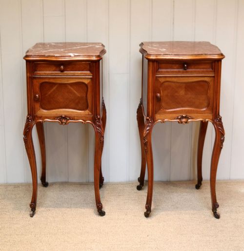 Pair of French Walnut Bedside Cabinets