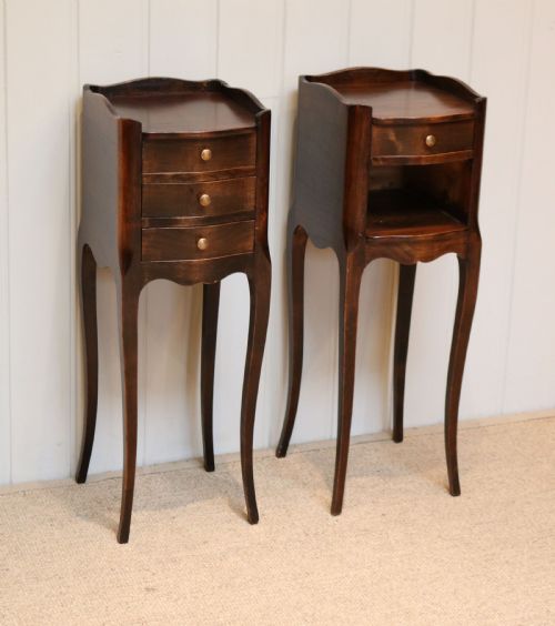 Pair of Small Proportioned French Cherry Wood Bedside Cabinets