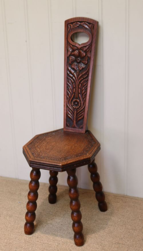 fig 1. Carved Oak Spinning Chair