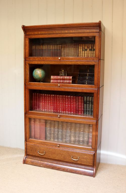 Solid Oak Five Tier Globe Wernicke Style Bookcase