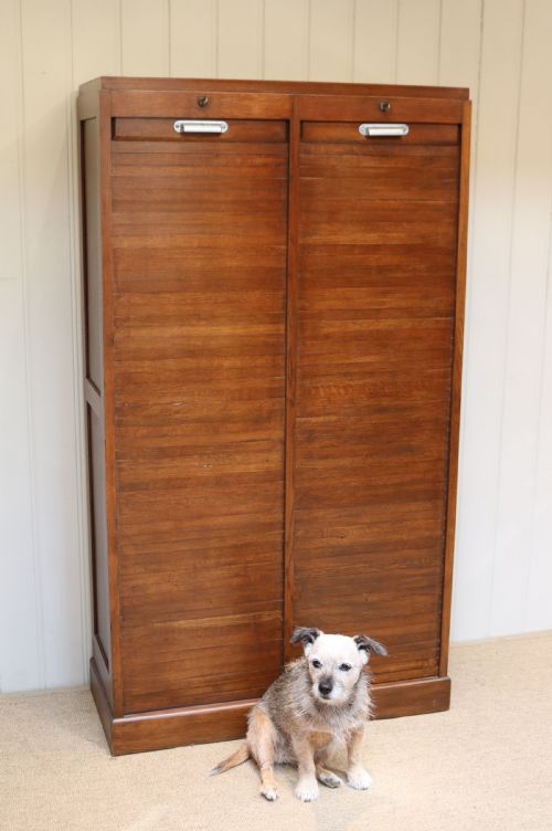 fig 1. French Oak Double Tambour Front Filing Cabinet 